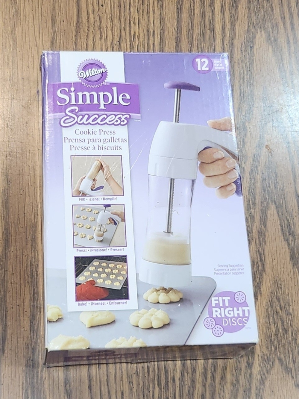 Wilton Simple Success Cookie Press in Lavender and White